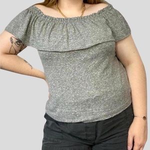 NWOT Current/Elliott “The Ruffle Top” off the shoulder heather gray blouse
